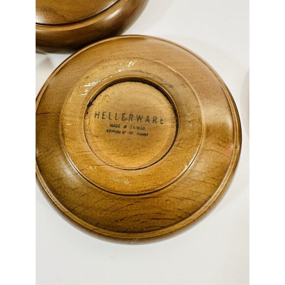 Hellerware Wooden Stacking Bowl Set of 3 Natural Wood Round Lid Vintage Serving - Picture 10 of 10